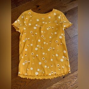 Cat & Jack Yellow Girls Blouse with White Daisy Flowers Top Size 6